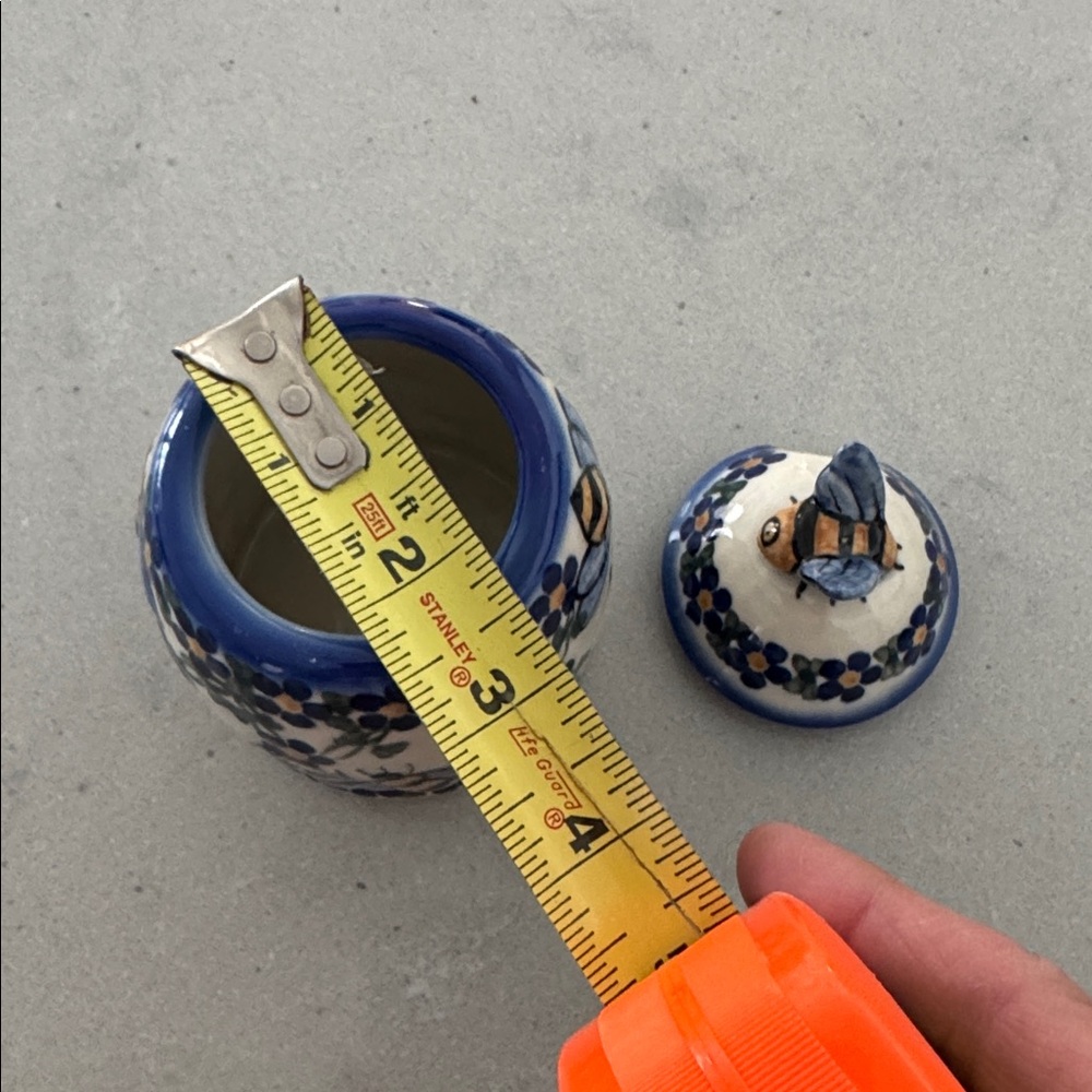 Hand-Painted Honey Container by Andy, Polish Pottery - Picture 3 of 3